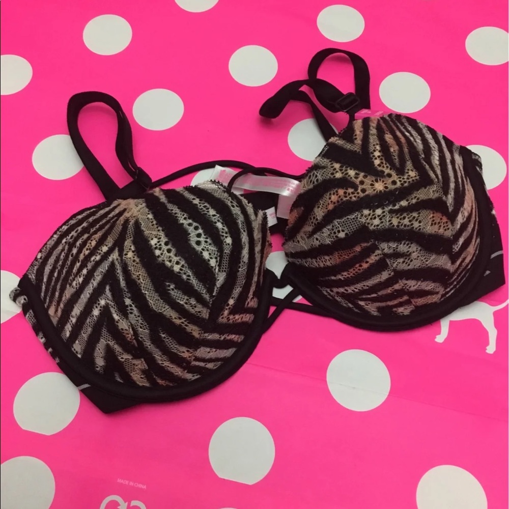 Pink date night Zebra lace Push-up bra - Picture 4 of 5